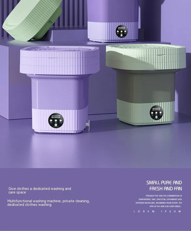 Plastic folding washing machine with 10L drain basket for underwear and small items, green