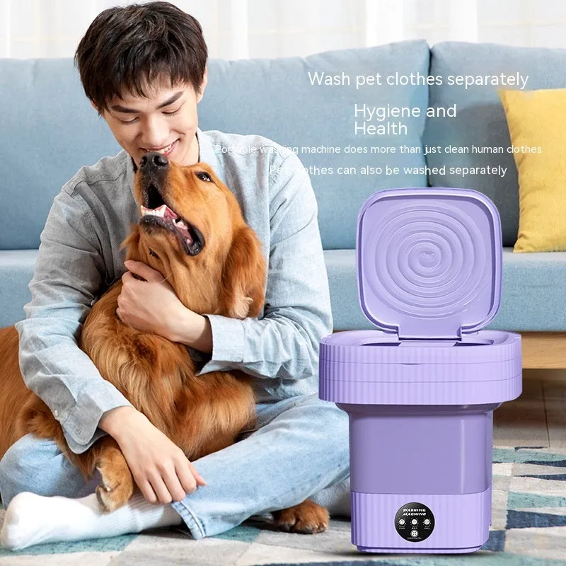 Plastic folding washing machine with 10L drain basket for underwear and small items, green