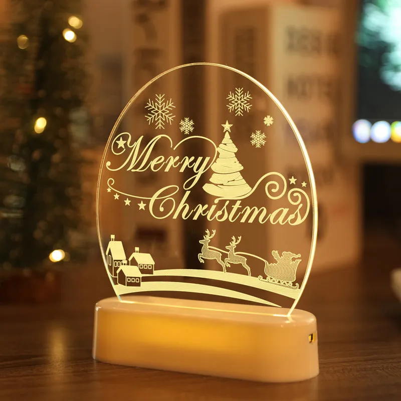 LED fairy string lights with 3D acrylic Santa Claus silhouette, warm white glow, 17.2cm by 13cm