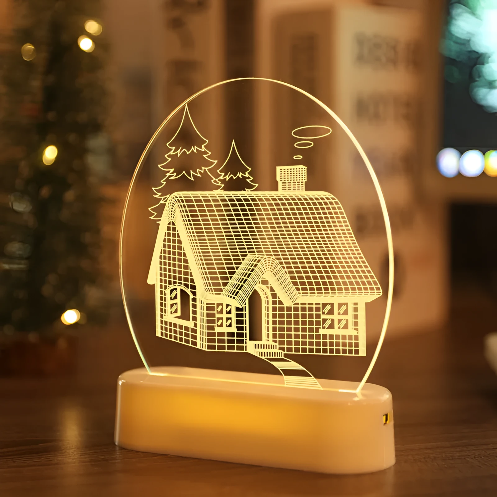 LED fairy string lights with 3D acrylic Santa Claus silhouette, warm white glow, 17.2cm by 13cm