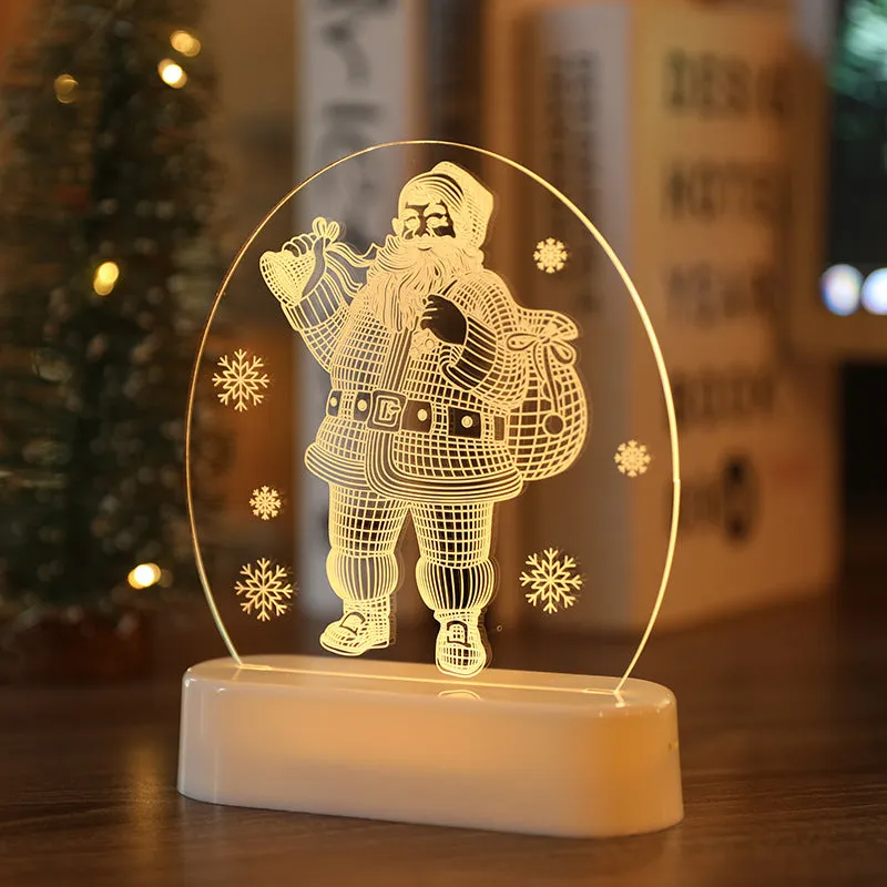 LED fairy string lights with 3D acrylic Santa Claus silhouette, warm white glow, 17.2cm by 13cm