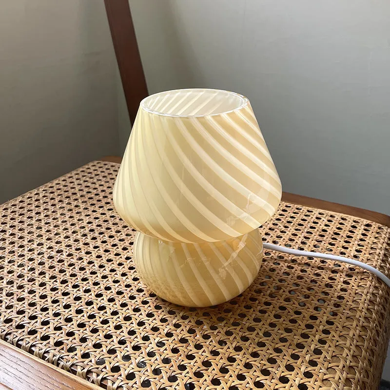 Hand-blown glass bedside lamp with bubble design USB powered warm LED bulb 19cm
