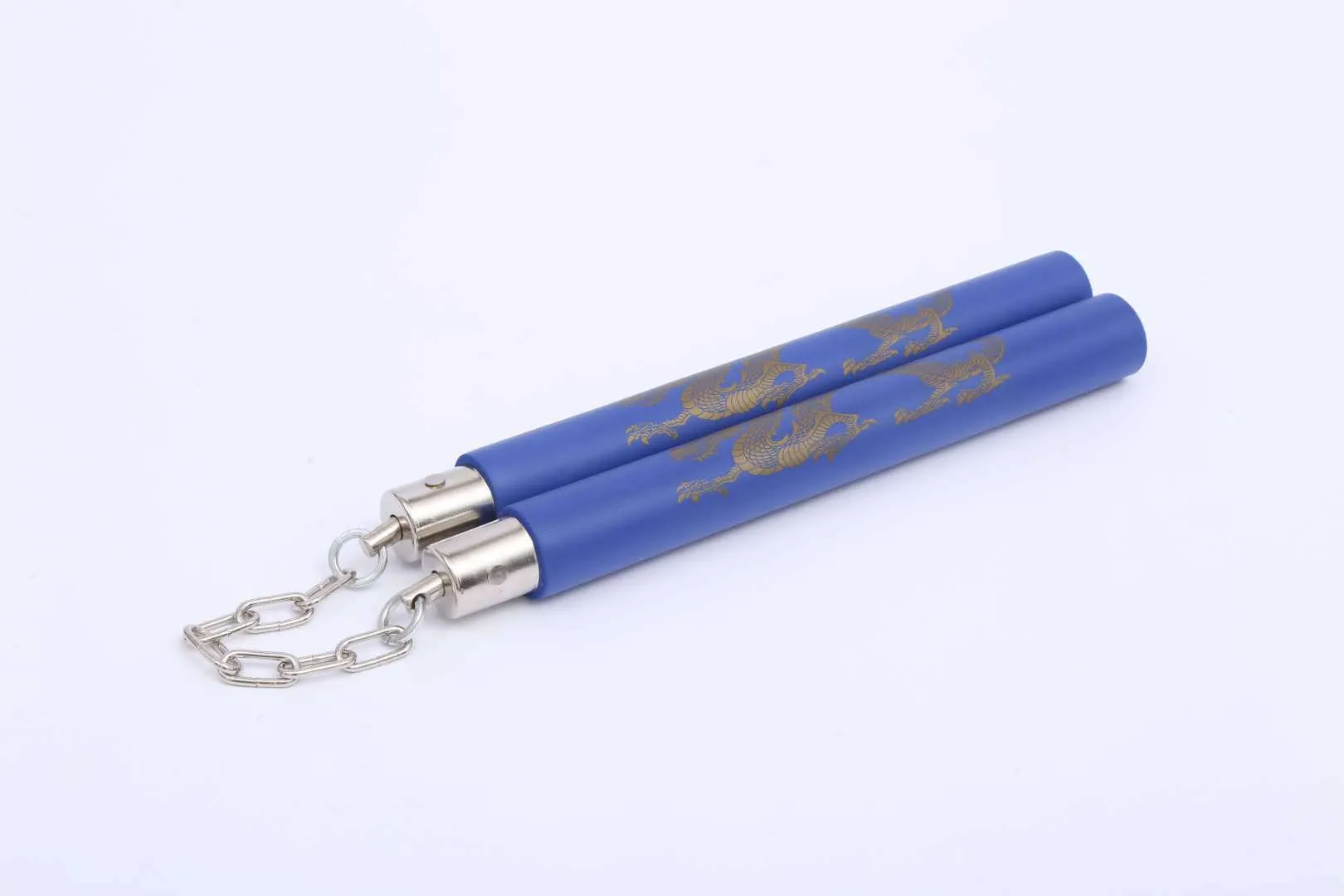 Red sponge nunchaku with EVA foam padding showing 28cm sticks connected by chain