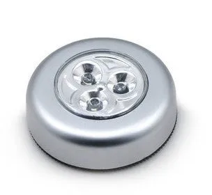 Three white 3LED touch and clap lamps for wardrobe cabinet car emergency use with battery operation