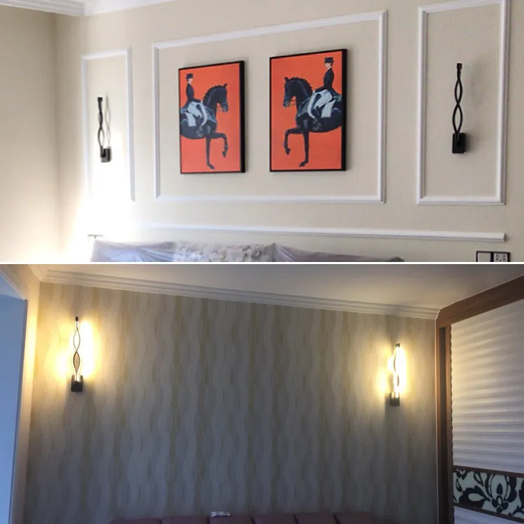 LED aluminum wave wall light 16W with black finish and warm light effect