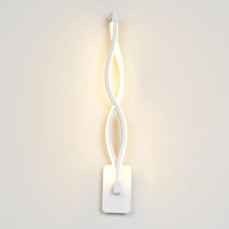 LED aluminum wave wall light 16W with black finish and warm light effect