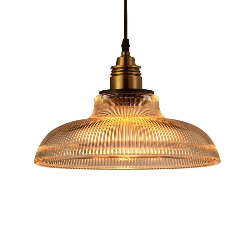 Glass chandelier with iron lamp body, adjustable height 1.2m, dual-purpose suction and hanging mounting, amber 30cm shade
