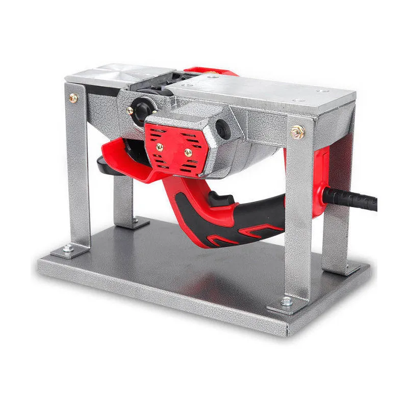 Black iron flip chip bracket accessory for mounting a portable electric planer.