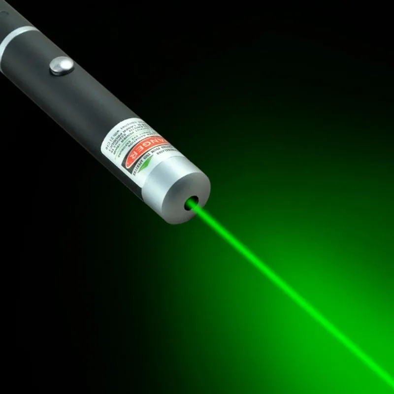 Black pen-style 5mW laser pointer with choice of red, blue-violet, or green visible beam