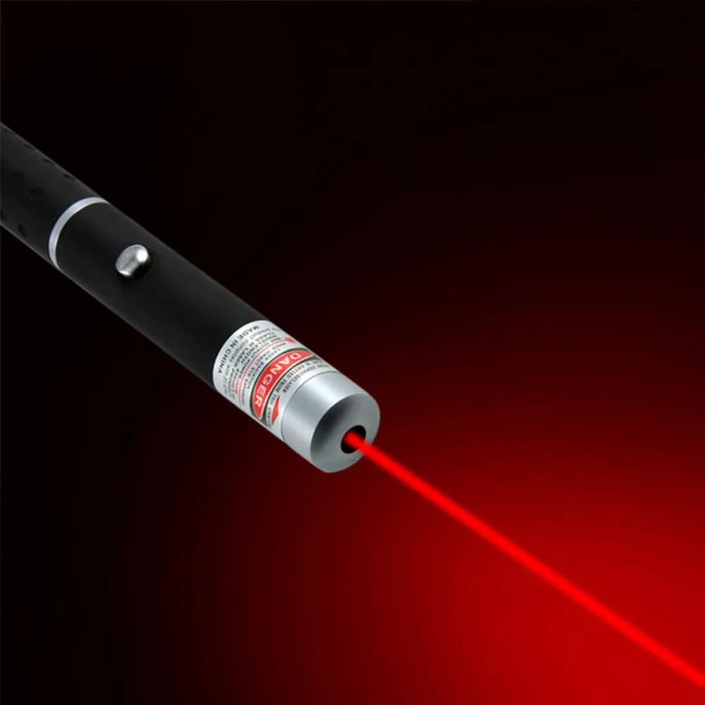 Black pen-style 5mW laser pointer with choice of red, blue-violet, or green visible beam