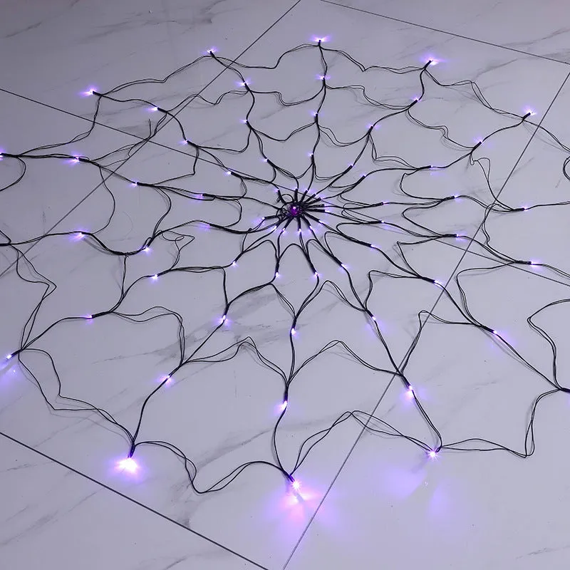 LED spider web light 1.5 metre diameter PVC Halloween decoration with warm glow on wall