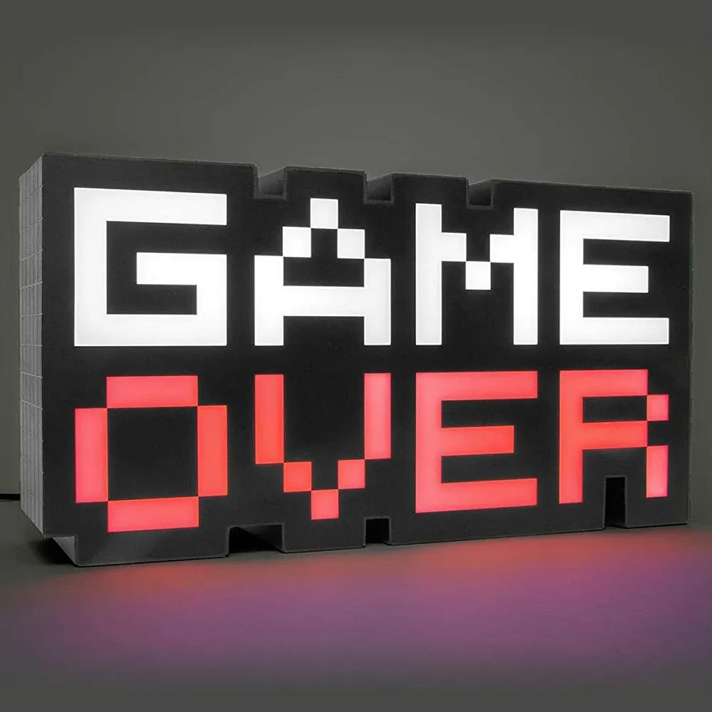 Game Over LED atmosphere light with PVC shade and USB connector in photo colour