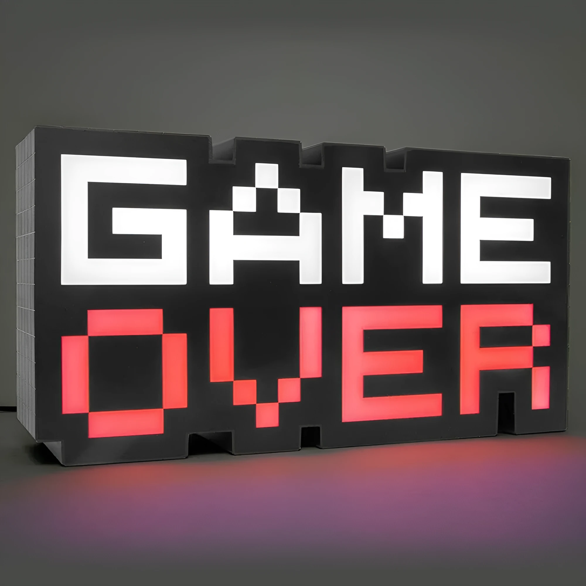 Game Over LED atmosphere light with PVC shade and USB connector in photo colour