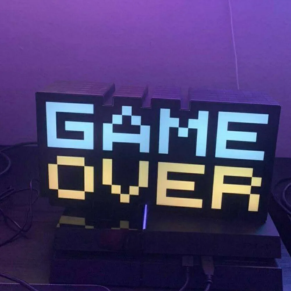 Game Over LED atmosphere light with PVC shade and USB connector in photo colour