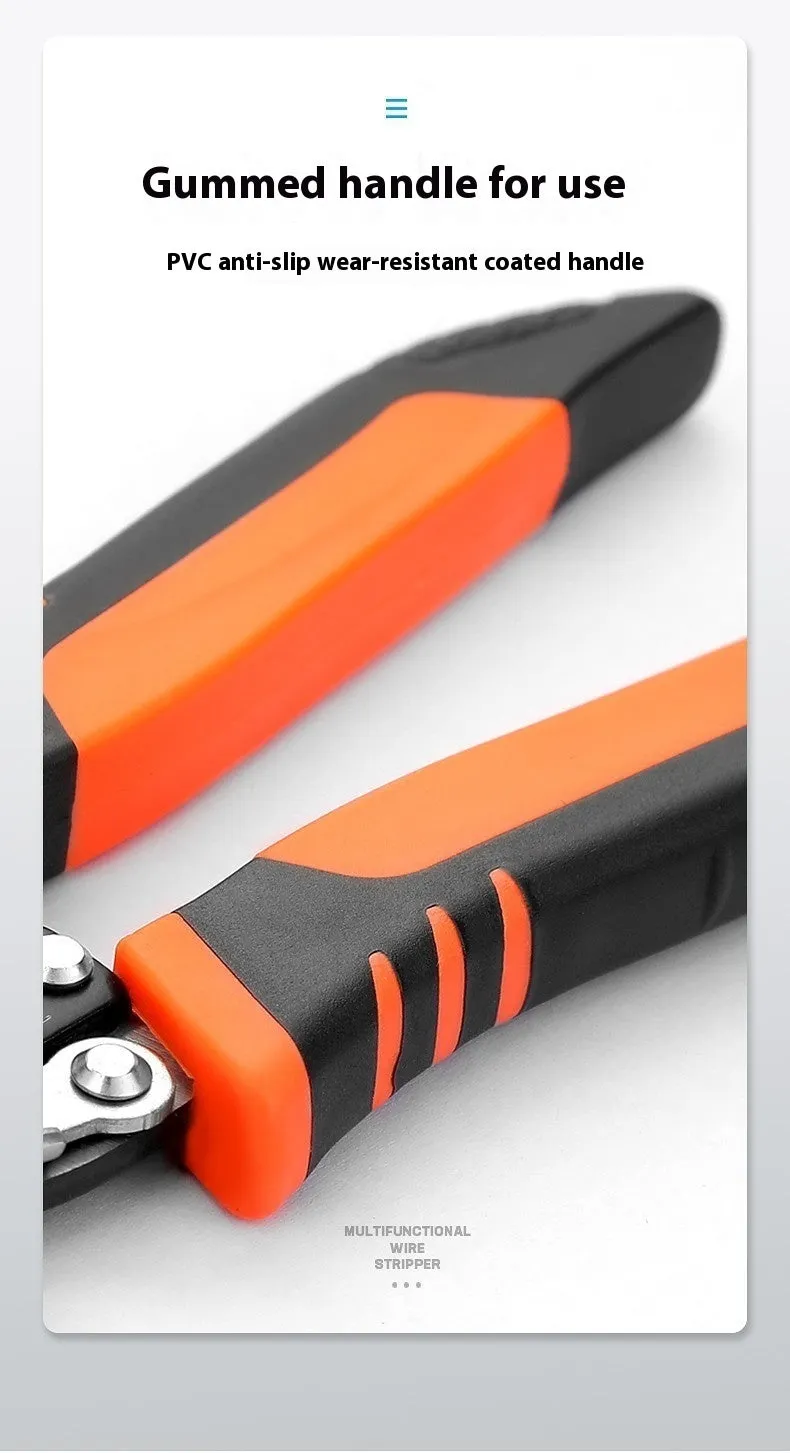 Box mounted automatic wire stripping pliers with high carbon steel blades for electrical cable work