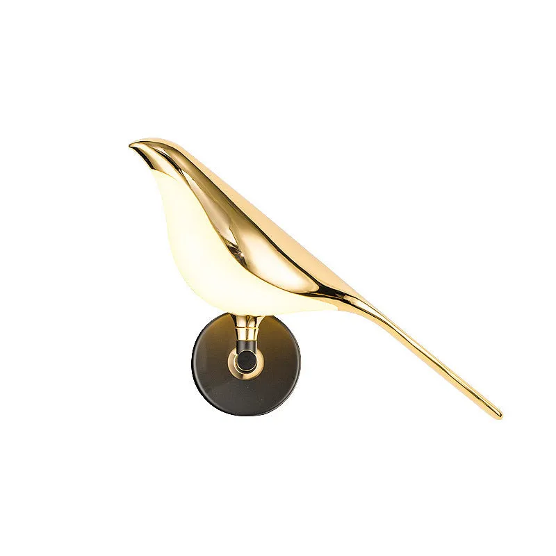 Modern simplicity magpie bird LED wall lamp in aluminium and zinc alloy, single-head style, for indoor installation