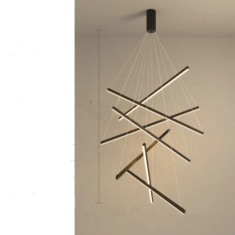 Modern glass LED chandelier with remote control, black iron body, adjustable height 1-3 metres, 3-head model