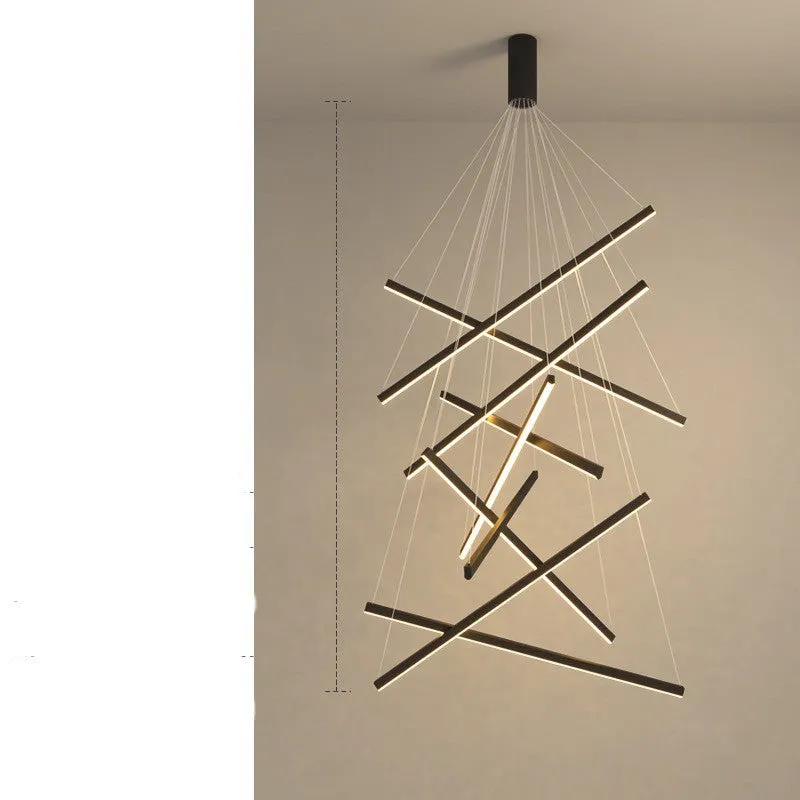 Modern glass LED chandelier with remote control, black iron body, adjustable height 1-3 metres, 3-head model
