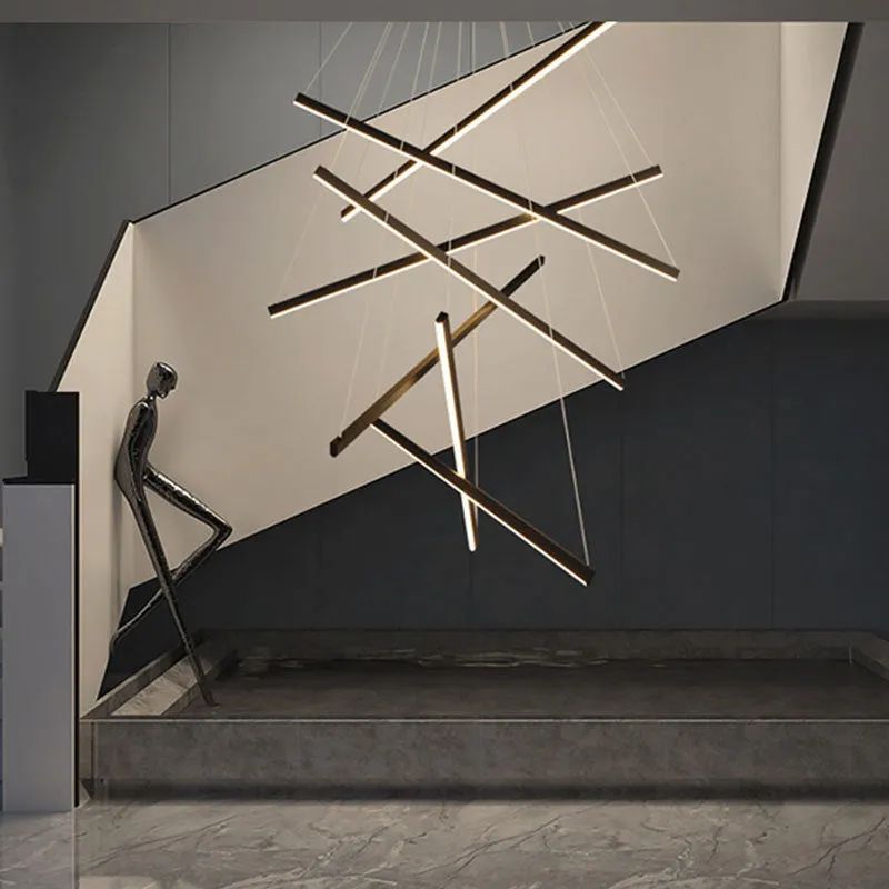 Modern glass LED chandelier with remote control, black iron body, adjustable height 1-3 metres, 3-head model