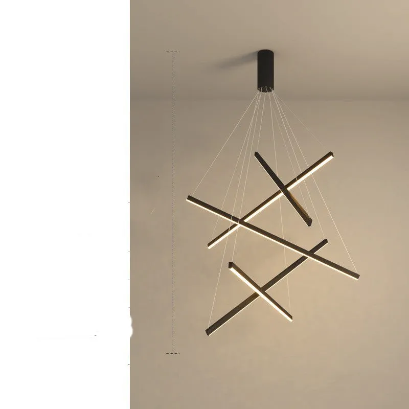 Modern glass LED chandelier with remote control, black iron body, adjustable height 1-3 metres, 3-head model