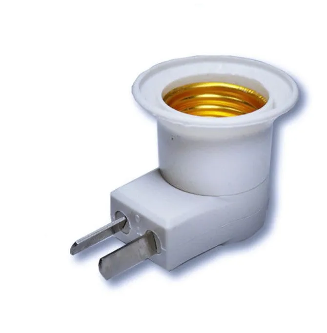 White wall plug-in E27 screw lamp holder adapter with a prominent on/off switch on the side.