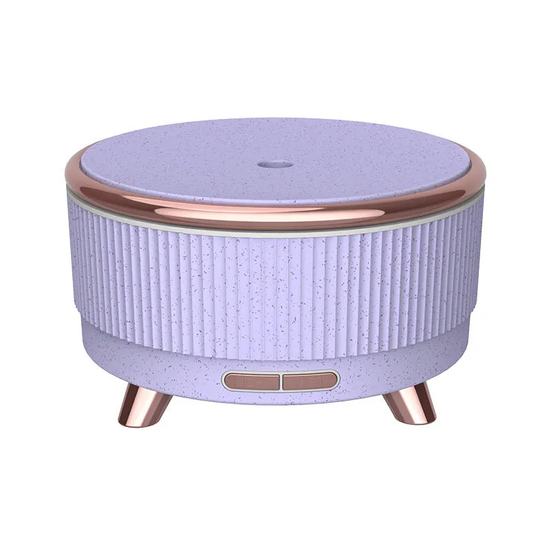 Ultrasonic aroma diffuser with 500ml tank, wood-grain finish, round shape, in green colour