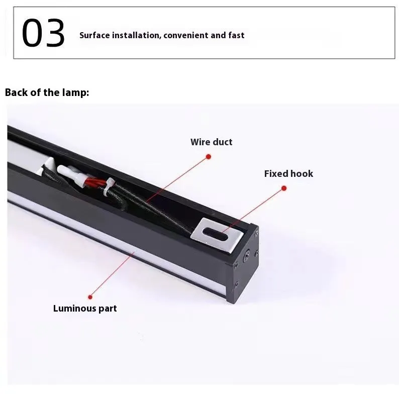 80cm long black linear LED wall lamp with touch control for three light colours on a plain wall.