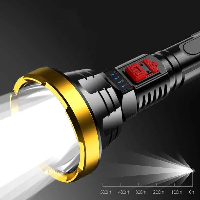 90000LM LED tactical flashlight with USB rechargeable battery in black head ring color box