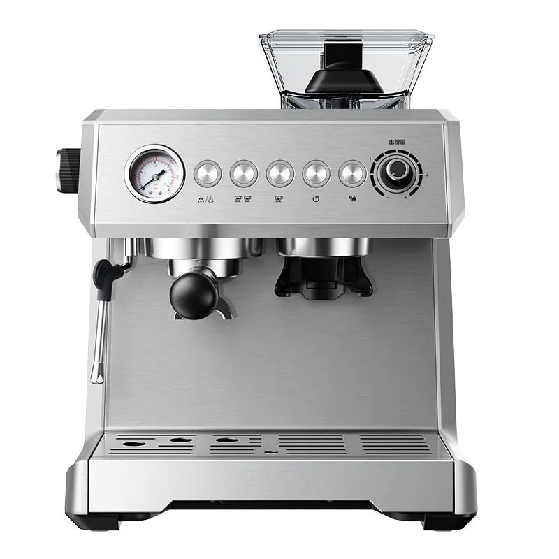 Italian fully automatic coffee machine silver gray with 20Bar pump, 2L water tank, and steam pitcher on countertop