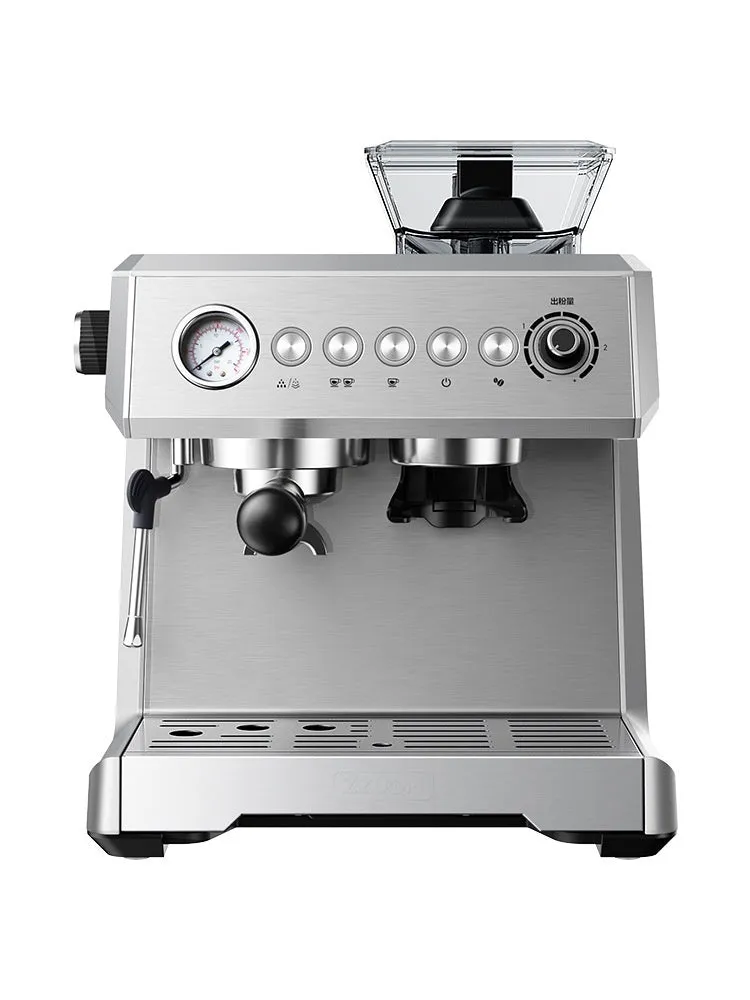 Italian fully automatic coffee machine silver gray with 20Bar pump, 2L water tank, and steam pitcher on countertop