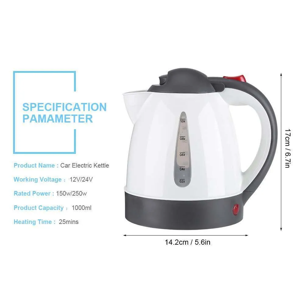 12V 24V 1000ml ABS travel kettle for vehicle use in car or RV