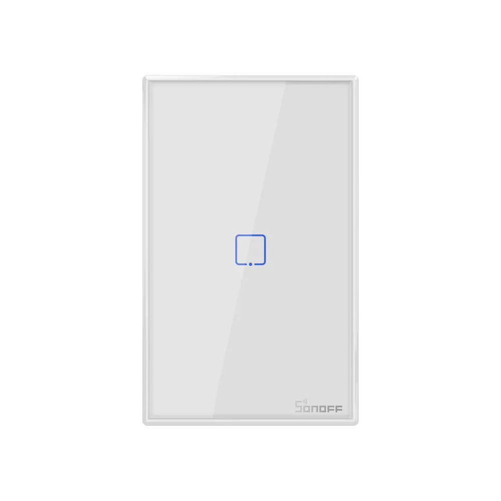 Smart wall switch with tempered glass touch panel, 120mm mounting hole spacing, white finish