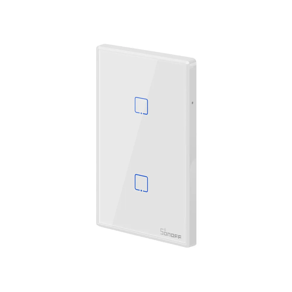 Smart wall switch with tempered glass touch panel, 120mm mounting hole spacing, white finish
