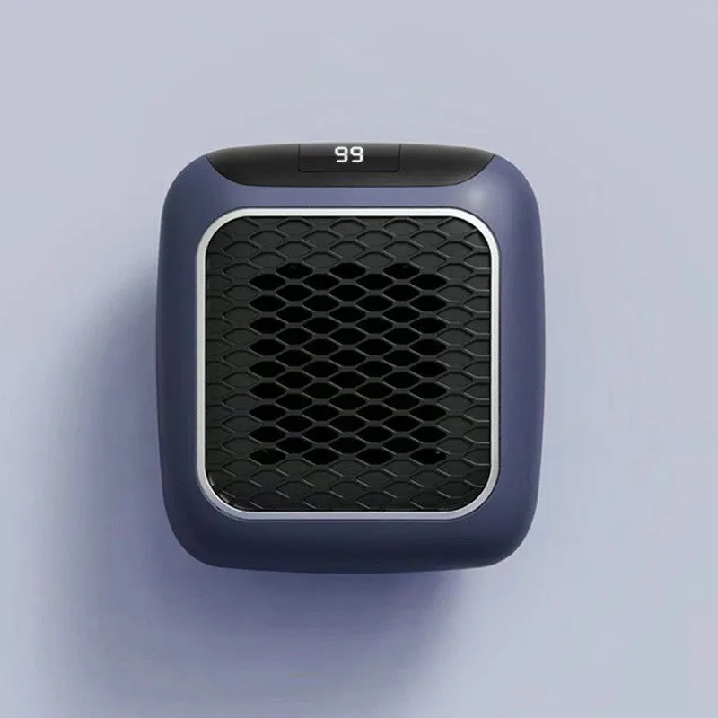 Mini wall-mounted PTC fan heater 800W in grey with digital temperature control and three fan speeds