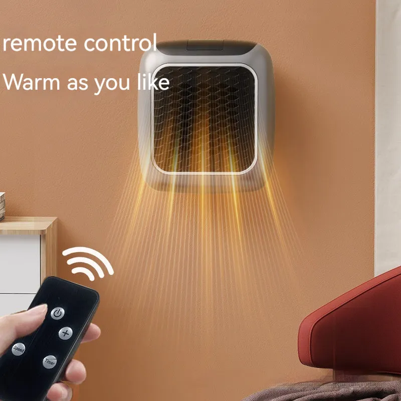 Mini wall-mounted PTC fan heater 800W in grey with digital temperature control and three fan speeds