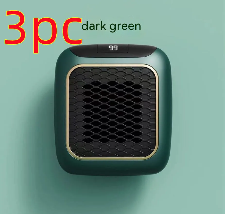 Mini wall-mounted PTC fan heater 800W in grey with digital temperature control and three fan speeds