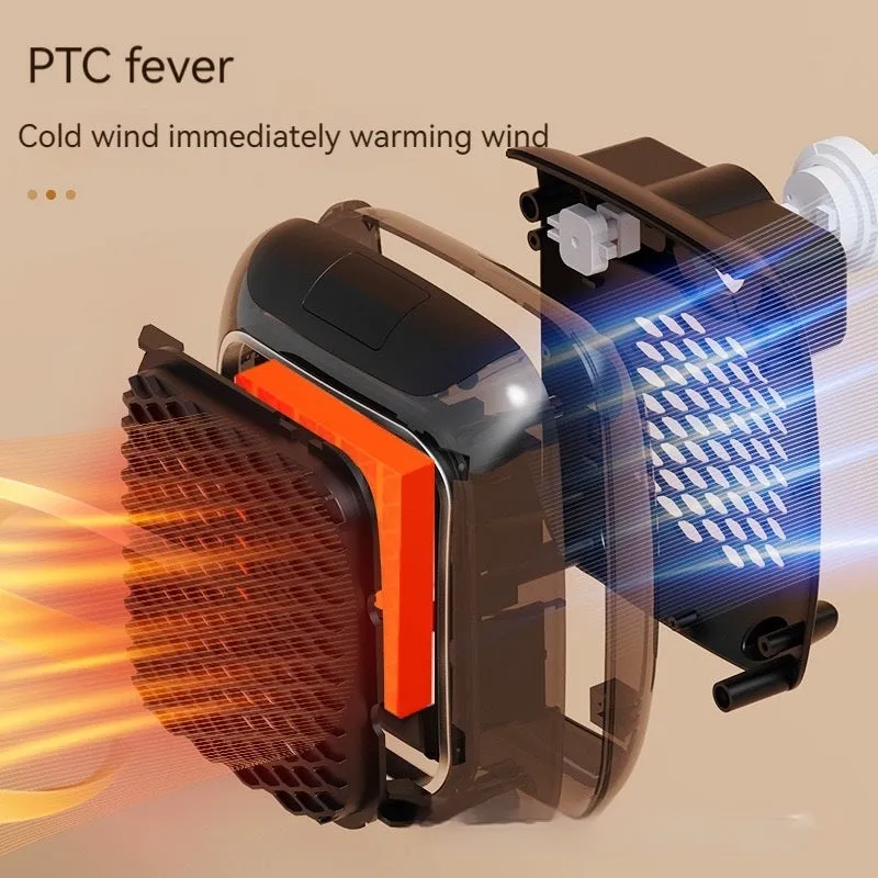 Mini wall-mounted PTC fan heater 800W in grey with digital temperature control and three fan speeds