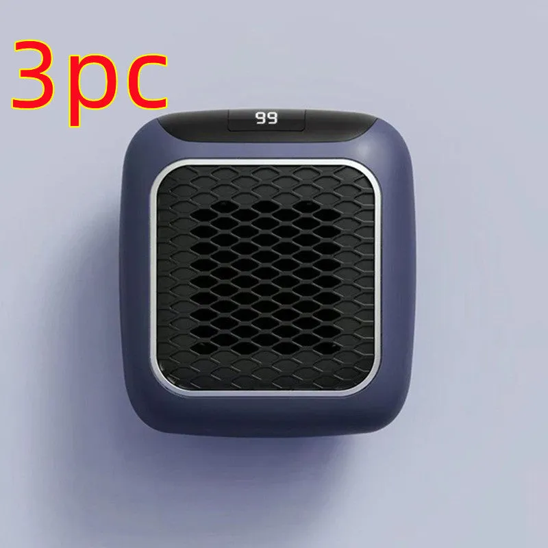 Mini wall-mounted PTC fan heater 800W in grey with digital temperature control and three fan speeds