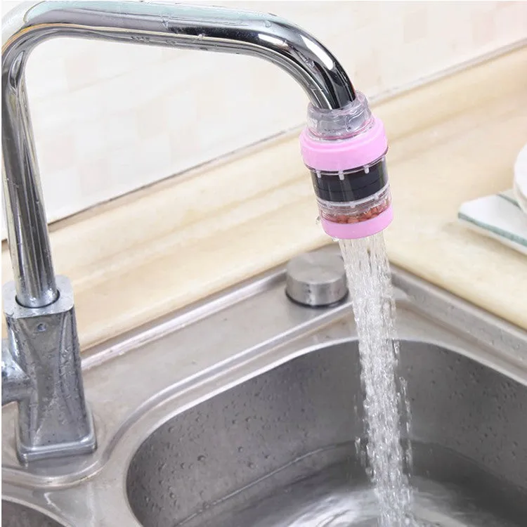 Wheat rice stone magnetized tap water filter for 16-19mm faucets in blue on kitchen tap