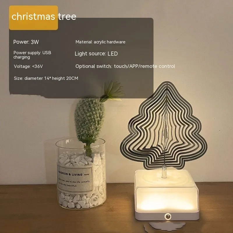Creative rotating ambience LED night light with 16 colour remote control, acrylic and metal construction