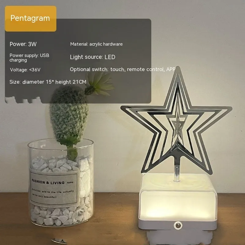 Creative rotating ambience LED night light with 16 colour remote control, acrylic and metal construction