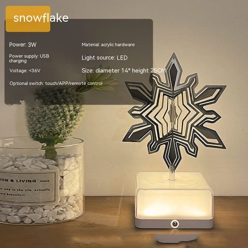 Creative rotating ambience LED night light with 16 colour remote control, acrylic and metal construction