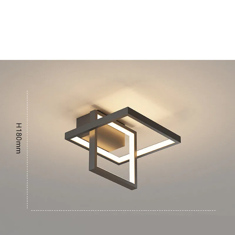 Modern iron ceiling lamp 20cm diameter remote control three-colour LED round black finish