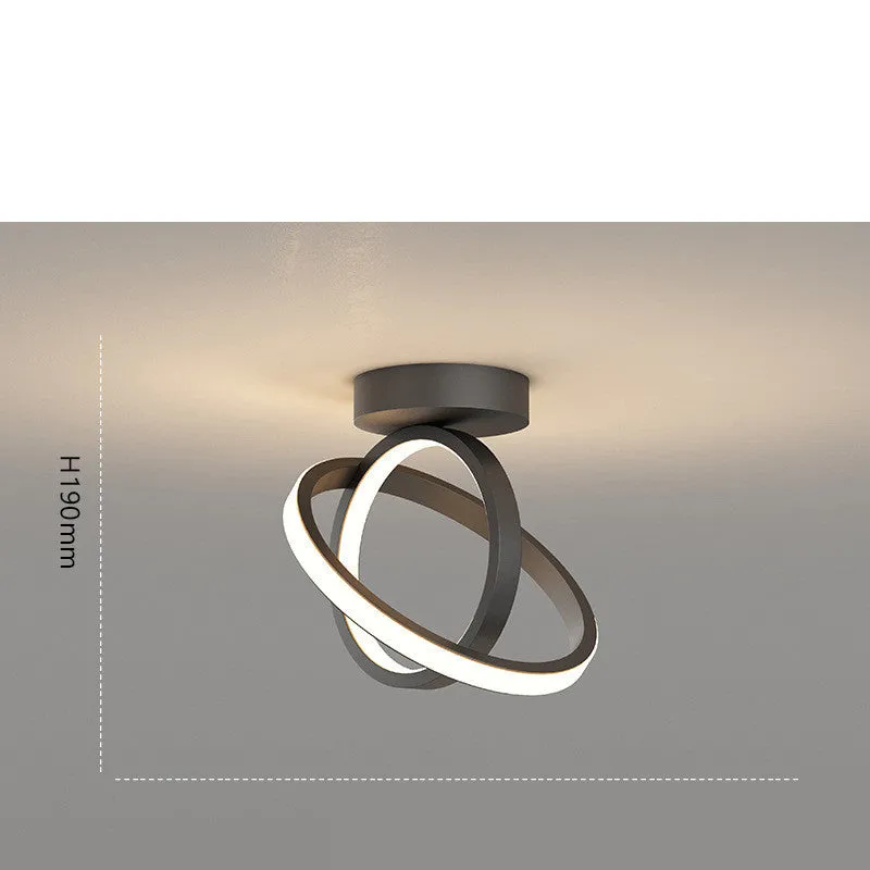 Modern iron ceiling lamp 20cm diameter remote control three-colour LED round black finish