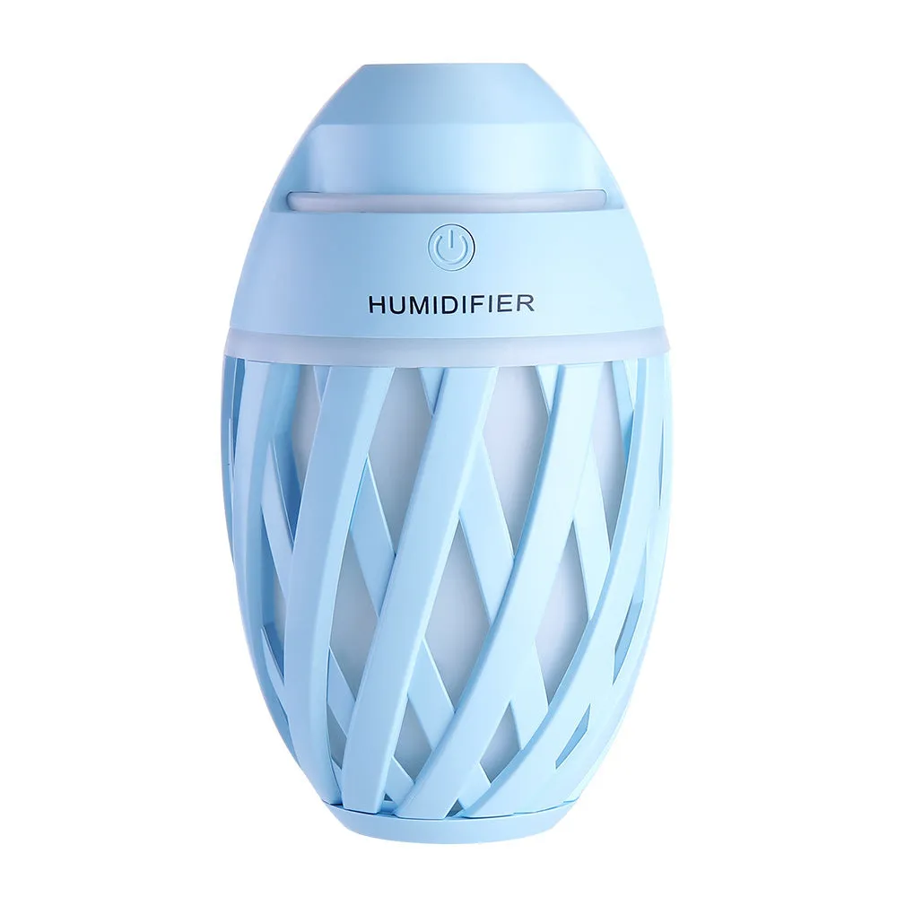 Football humidifier in blue, 90x90x150mm, made of ABS, PP, and silicone on a desk