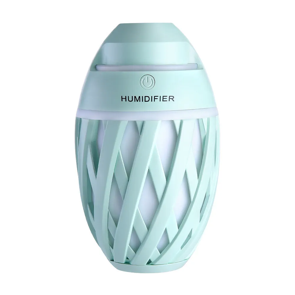 Football humidifier in blue, 90x90x150mm, made of ABS, PP, and silicone on a desk