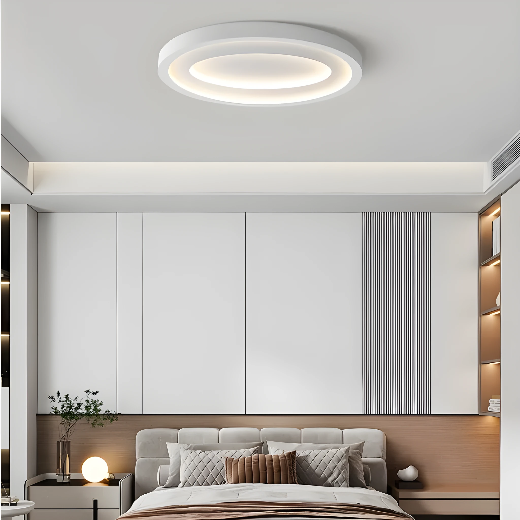 Nordic ceiling light with voice control, iron body, PMMA shade, Haoyue white, for bedroom study use
