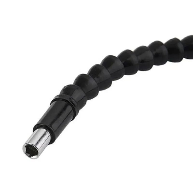 Black flexible shaft drill bit holder with 295mm total length and 1/4-inch hex shank for screwdriving in narrow spaces