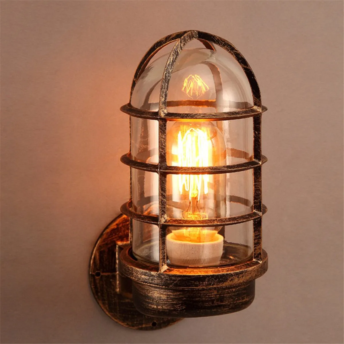 Vintage black glass metal outdoor wall light with adjustable head for cafe bar