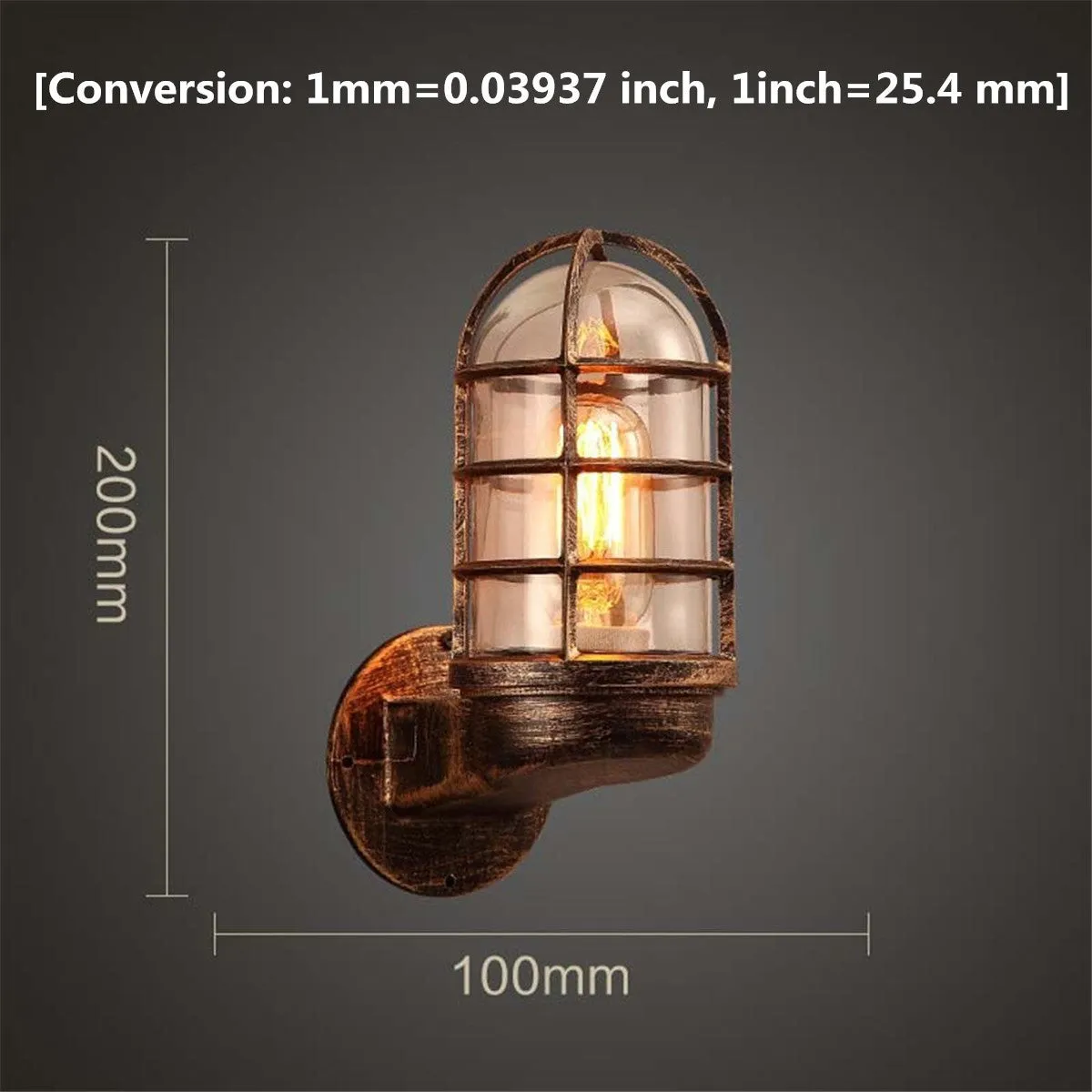 Vintage black glass metal outdoor wall light with adjustable head for cafe bar